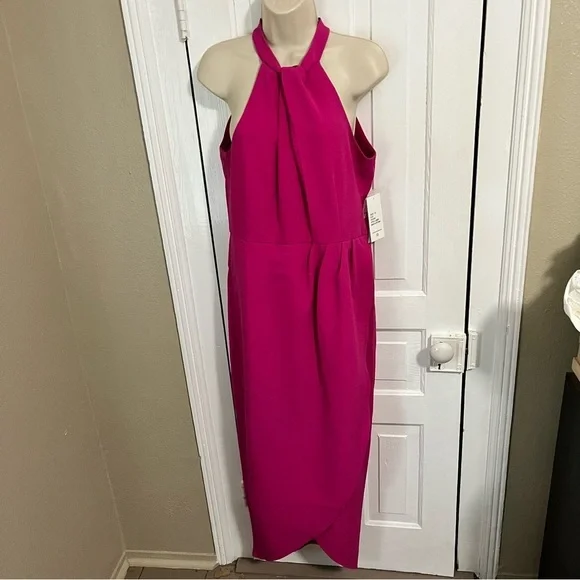 Julia Jordan Knot Neck Maxi Dress Hot Pink Fuchsia Size 8 U2 - Picture 4 of 9